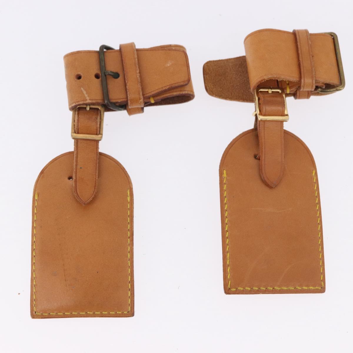 LOUIS VUITTON Name Tag Powanie 10 Set Powanie Leather Beige LV Auth 192585