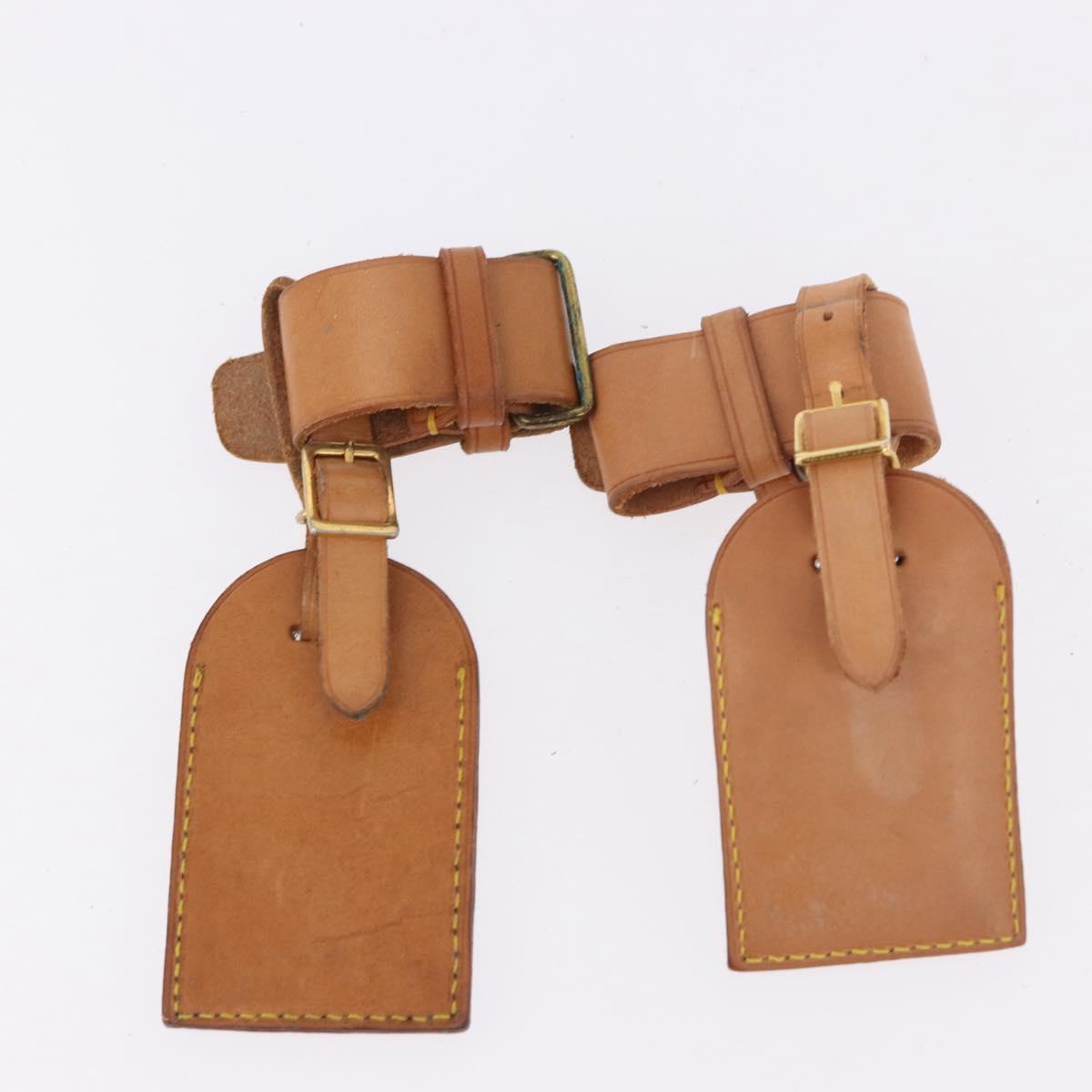LOUIS VUITTON Name Tag Powanie 10 Set Powanie Leather Beige LV Auth 192585