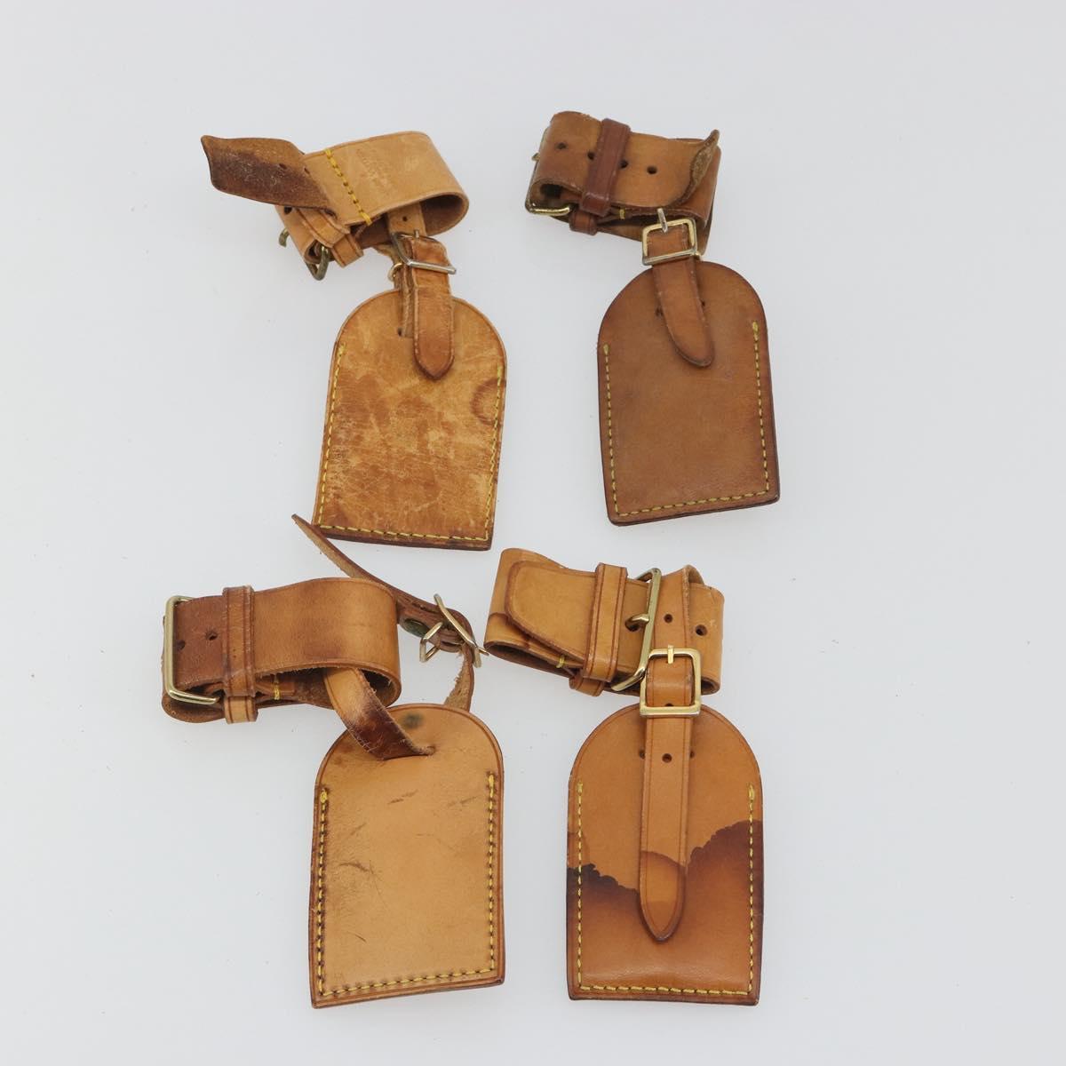 LOUIS VUITTON Name Tag Powanie 10 Set Powanie Leather Beige LV Auth 192586
