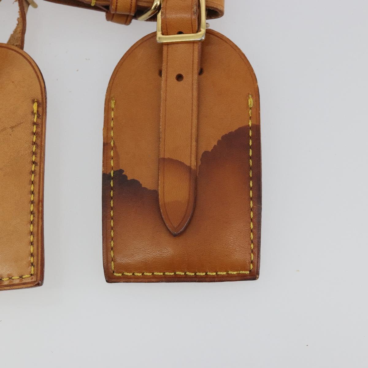 LOUIS VUITTON Name Tag Powanie 10 Set Powanie Leather Beige LV Auth 192586