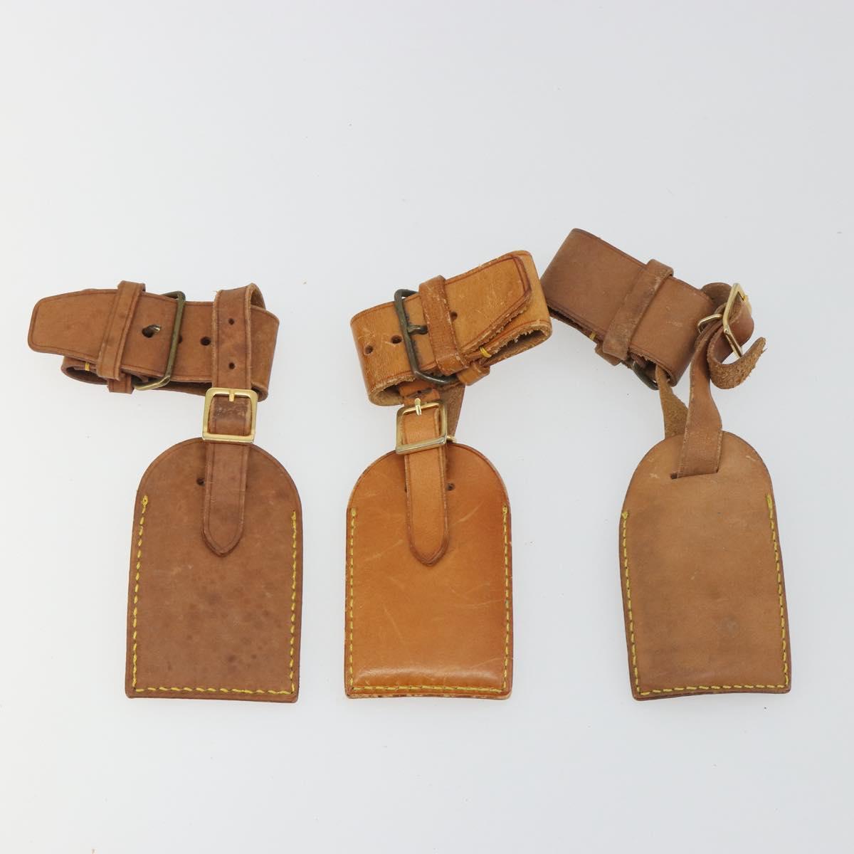 LOUIS VUITTON Name Tag Powanie 10 Set Powanie Leather Beige LV Auth 192586