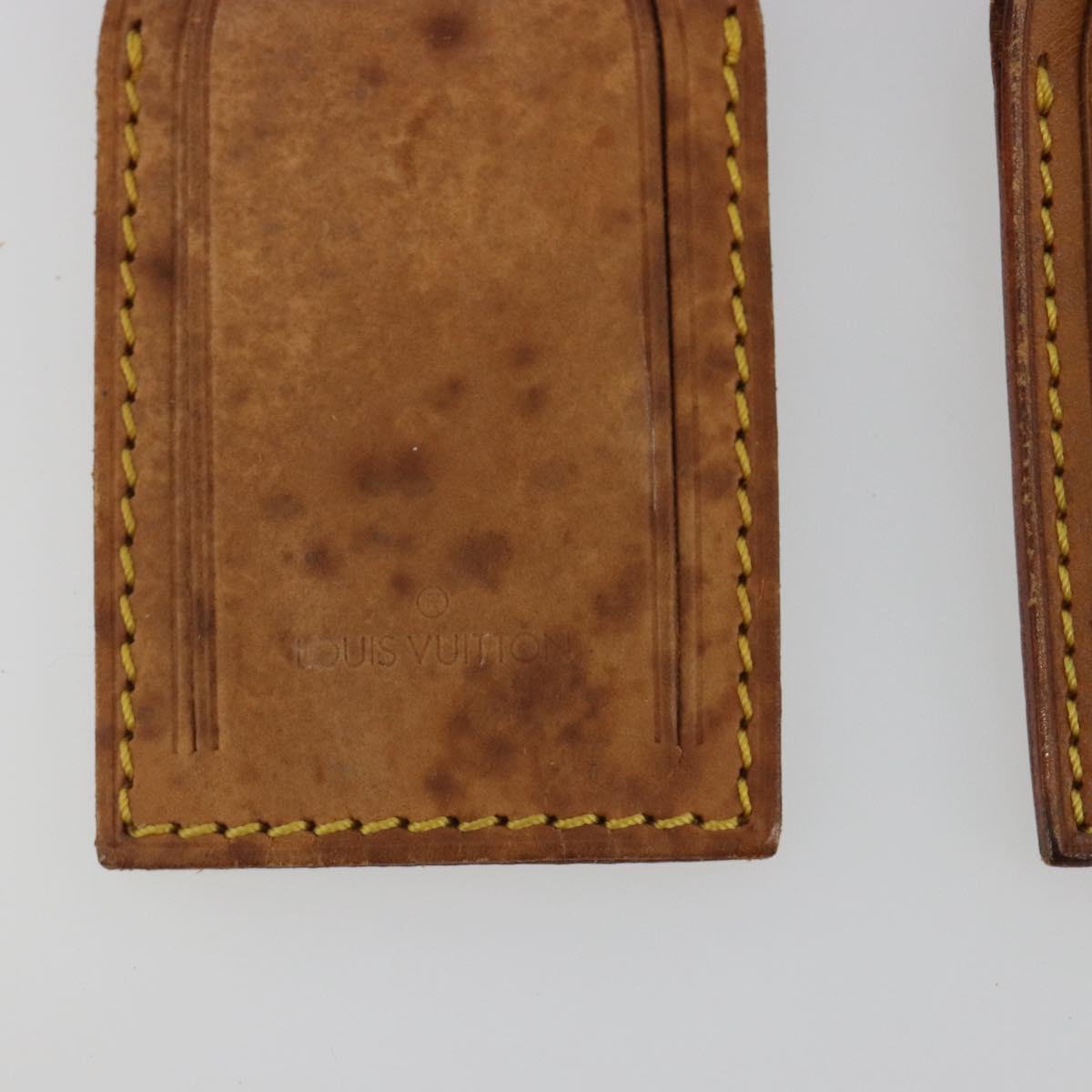 LOUIS VUITTON Name Tag Powanie 10 Set Powanie Leather Beige LV Auth 192586