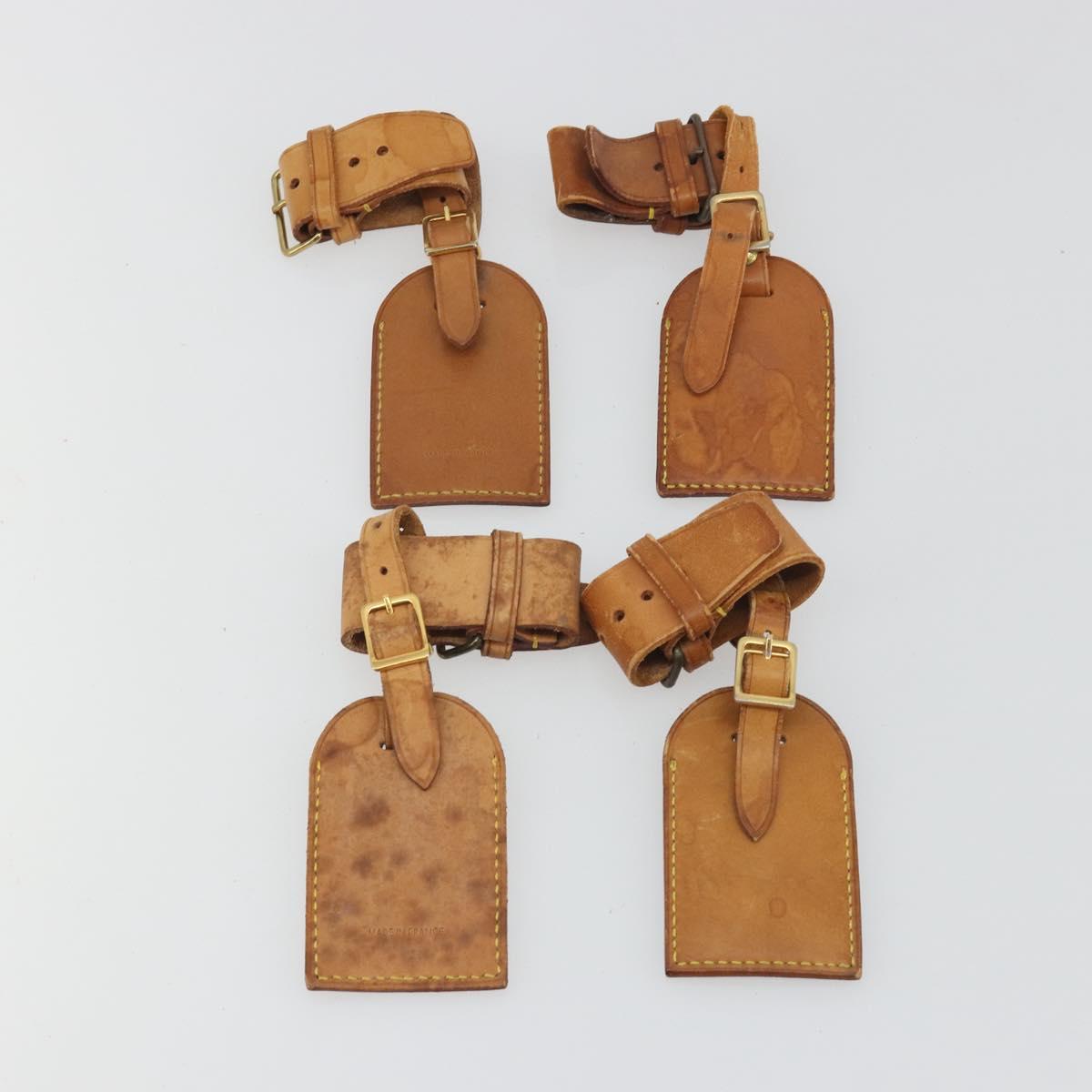 LOUIS VUITTON Name Tag Powanie 10 Set Powanie Leather Beige LV Auth 192586