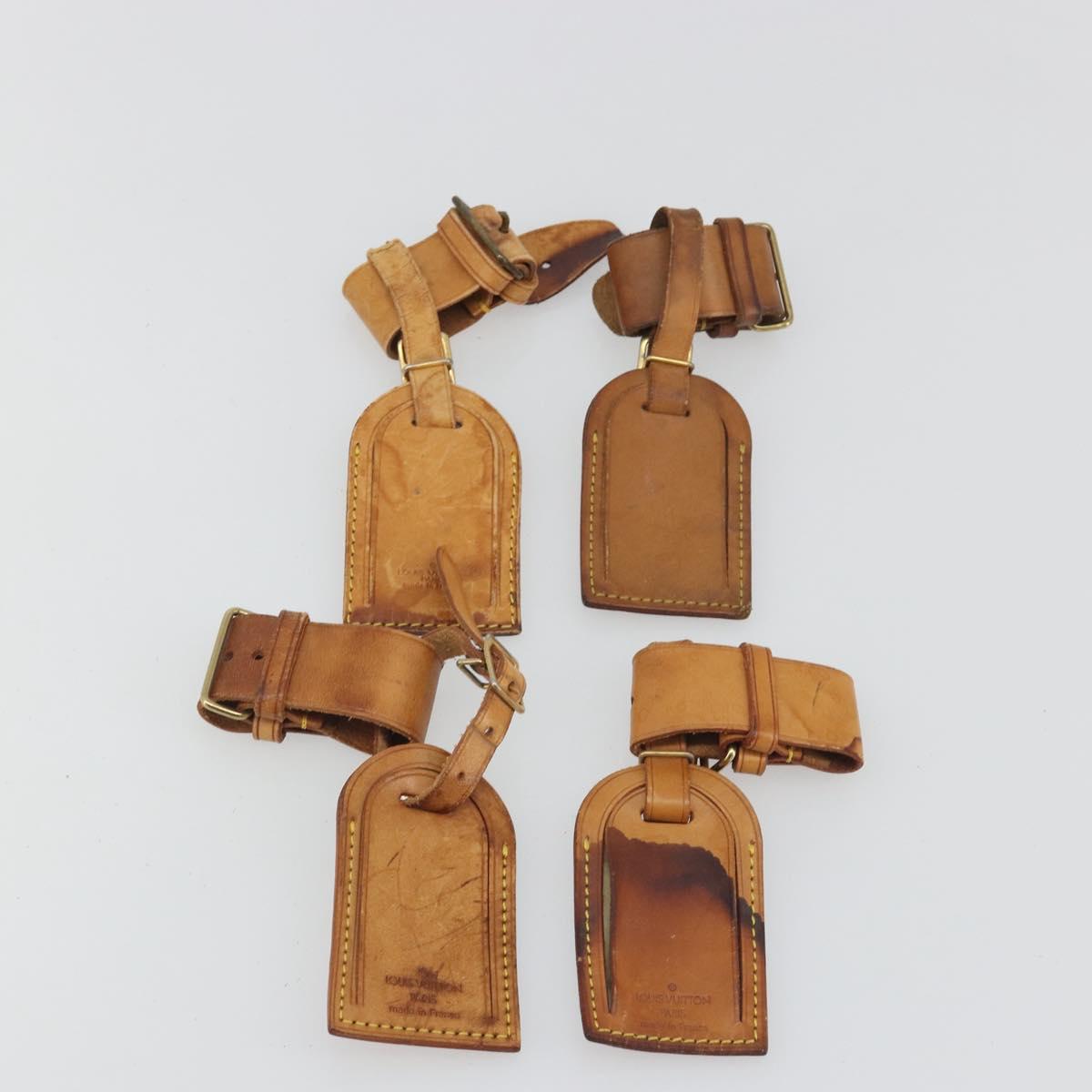 LOUIS VUITTON Name Tag Powanie 10 Set Powanie Leather Beige LV Auth 192586