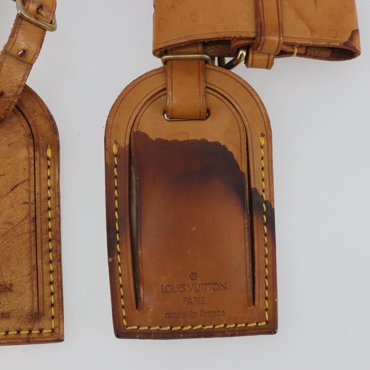LOUIS VUITTON Name Tag Powanie 10 Set Powanie Leather Beige LV Auth 192586