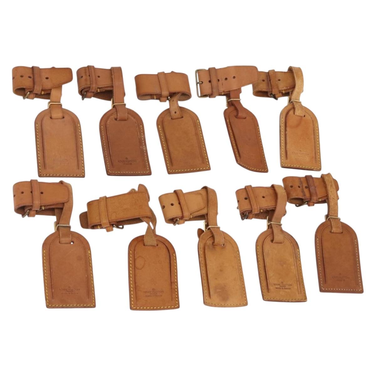 LOUIS VUITTON Name Tag Powanie 10 Set Powanie Leather Beige LV Auth 192587