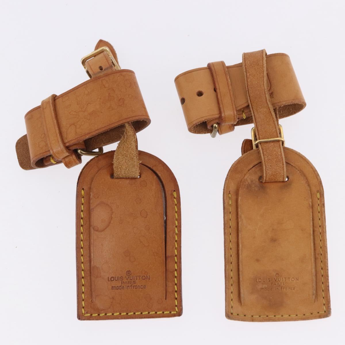 LOUIS VUITTON Name Tag Powanie 10 Set Powanie Leather Beige LV Auth 192587