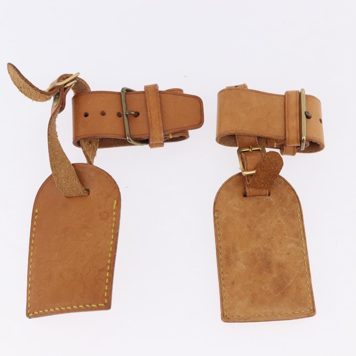 LOUIS VUITTON Name Tag Powanie 10 Set Powanie Leather Beige LV Auth 192587