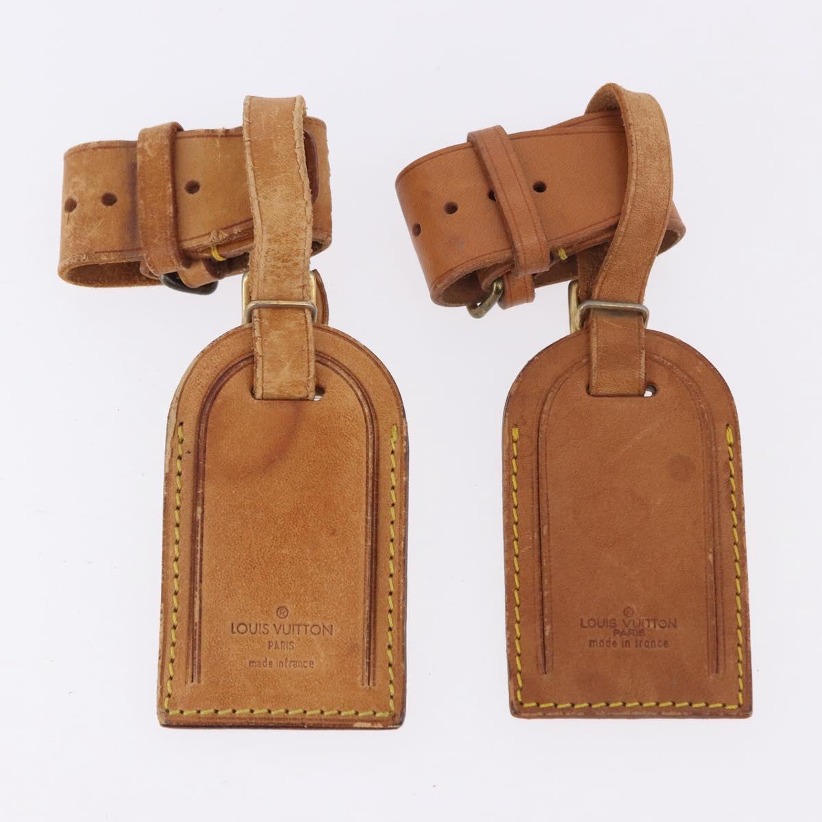 LOUIS VUITTON Name Tag Powanie 10 Set Powanie Leather Beige LV Auth 192587