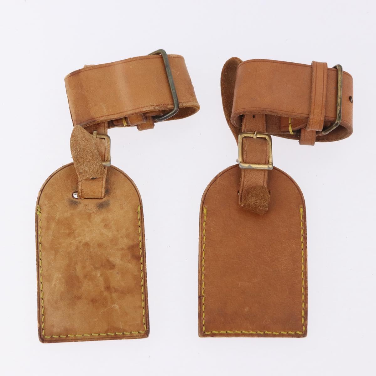 LOUIS VUITTON Name Tag Powanie 10 Set Powanie Leather Beige LV Auth 192587