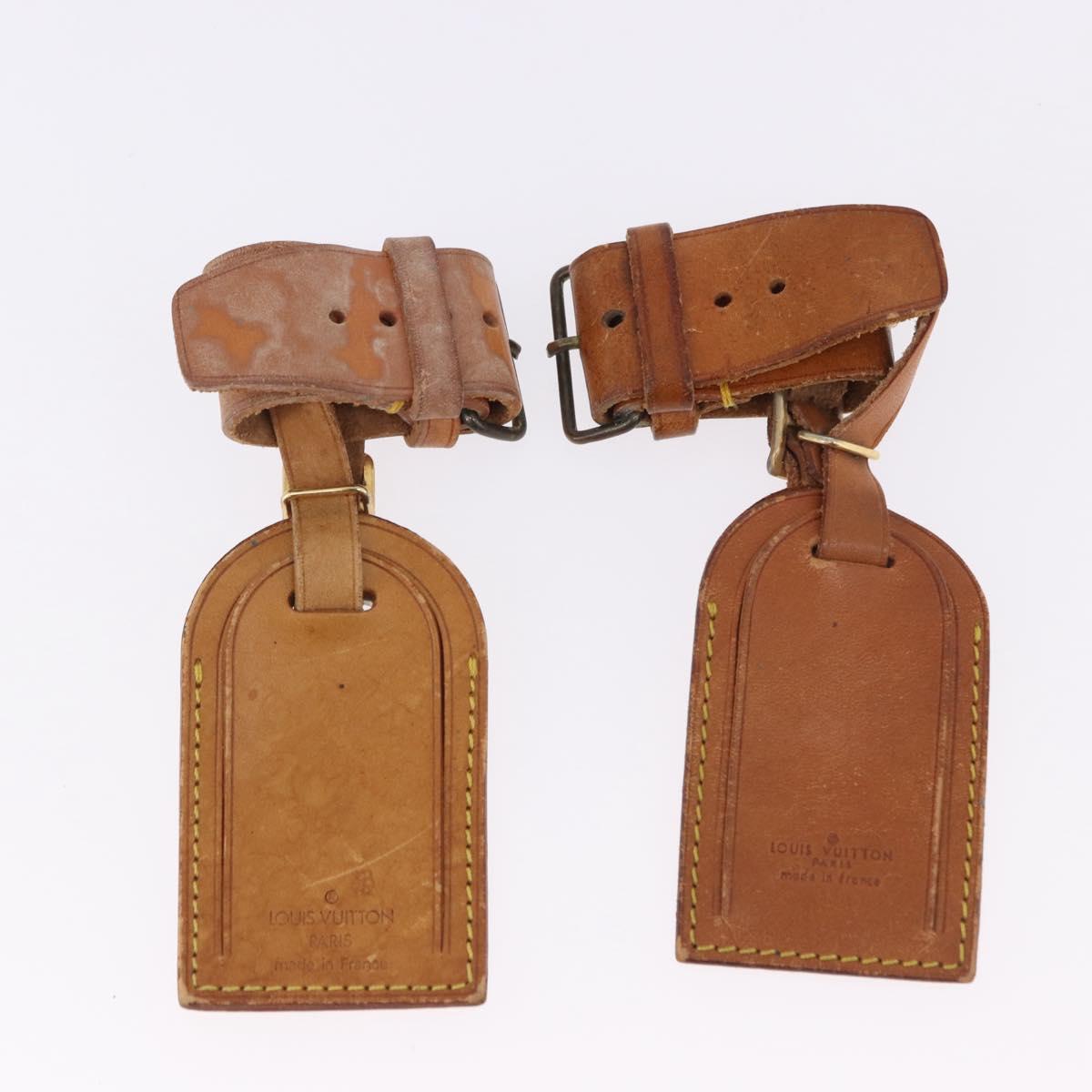 LOUIS VUITTON Name Tag Powanie 10 Set Powanie Leather Beige LV Auth 192588