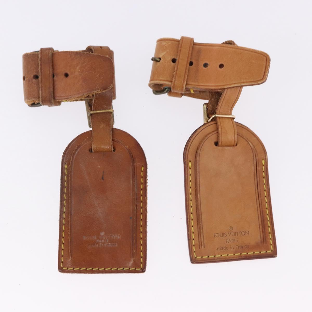 LOUIS VUITTON Name Tag Powanie 10 Set Powanie Leather Beige LV Auth 192588