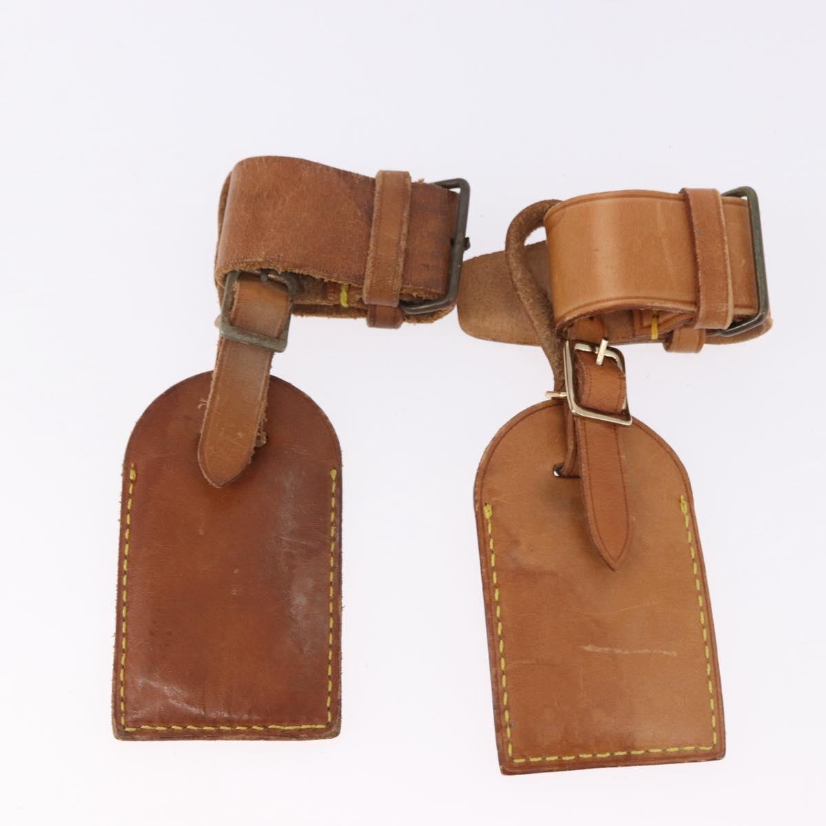 LOUIS VUITTON Name Tag Powanie 10 Set Powanie Leather Beige LV Auth 192588