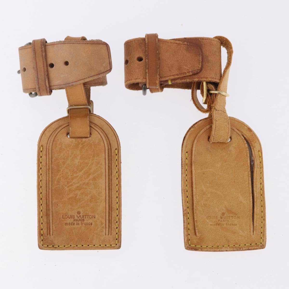 LOUIS VUITTON Name Tag Powanie 10 Set Powanie Leather Beige LV Auth 192588