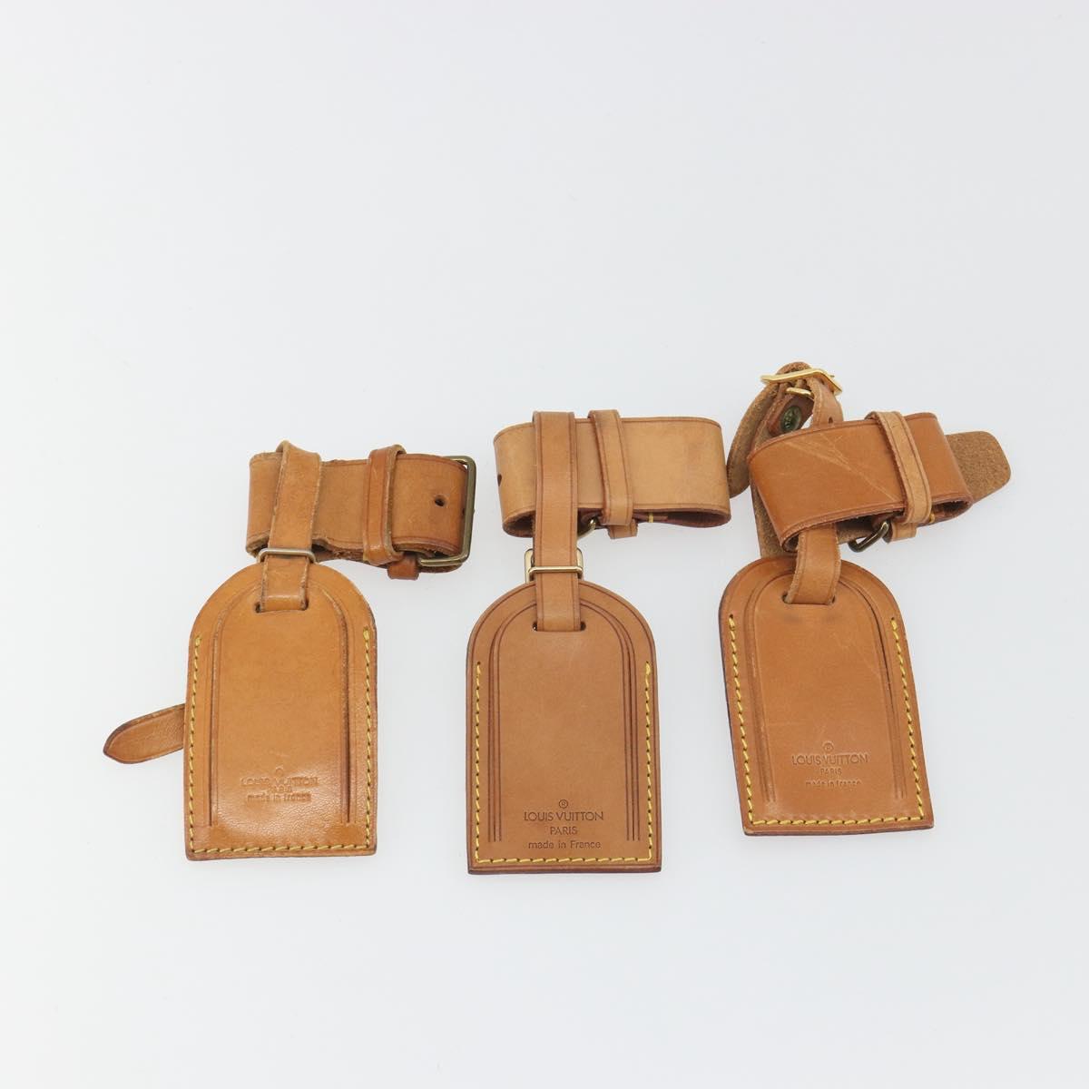 LOUIS VUITTON Name Tag Powanie 10 Set Powanie Leather Beige LV Auth 192589