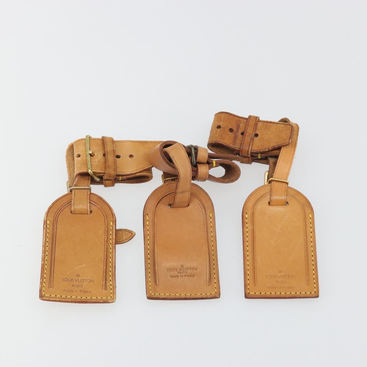 LOUIS VUITTON Name Tag Powanie 10 Set Powanie Leather Beige LV Auth 192589
