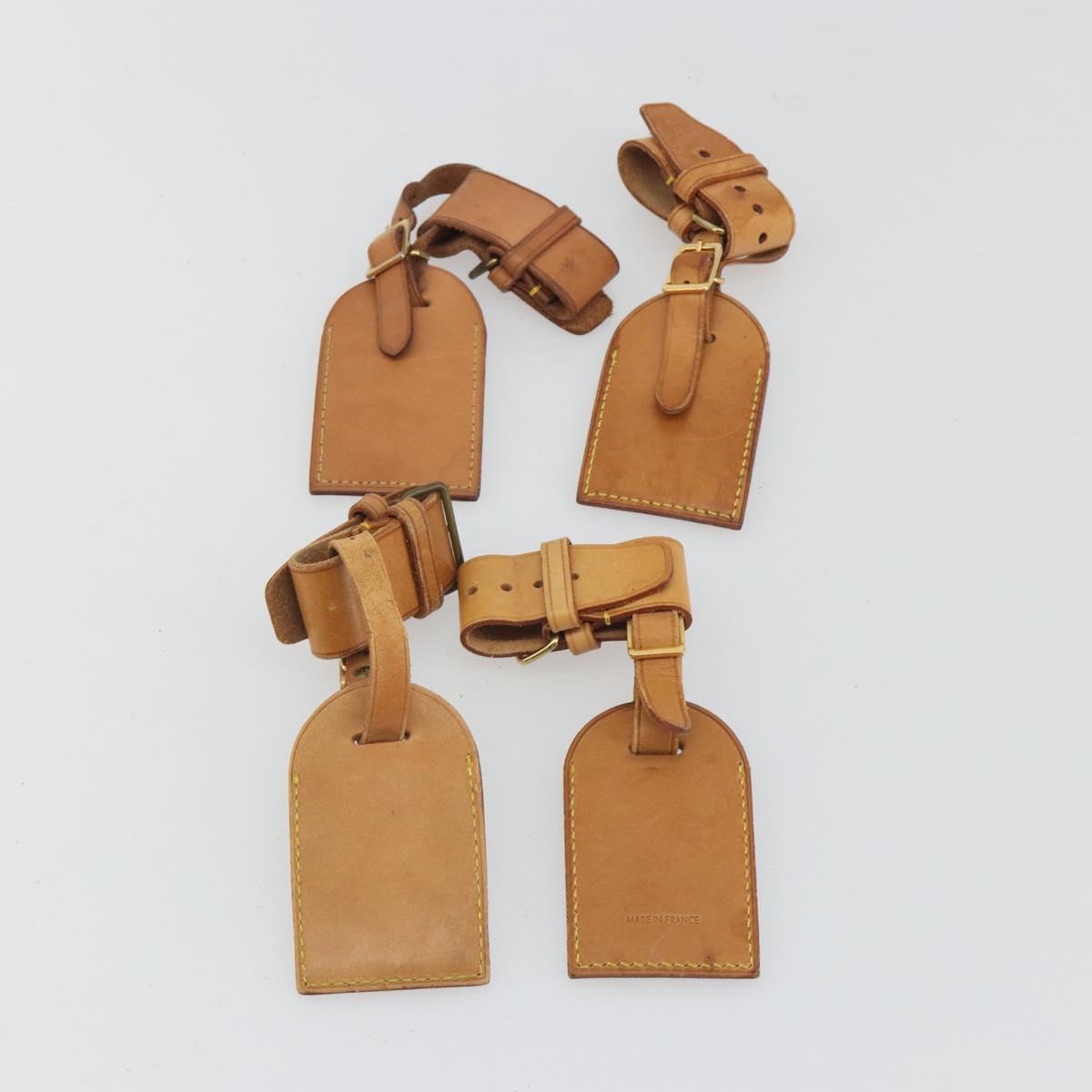 LOUIS VUITTON Name Tag Powanie 10 Set Powanie Leather Beige LV Auth 192590