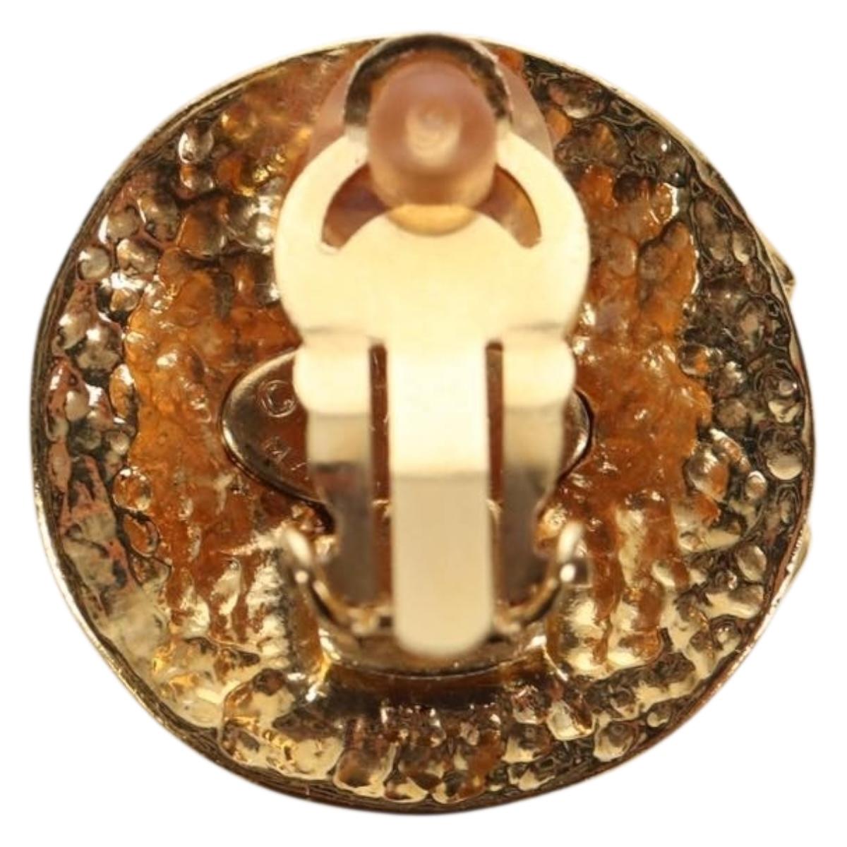 CHANEL Earring Metal Gold Tone CC Auth 192600M