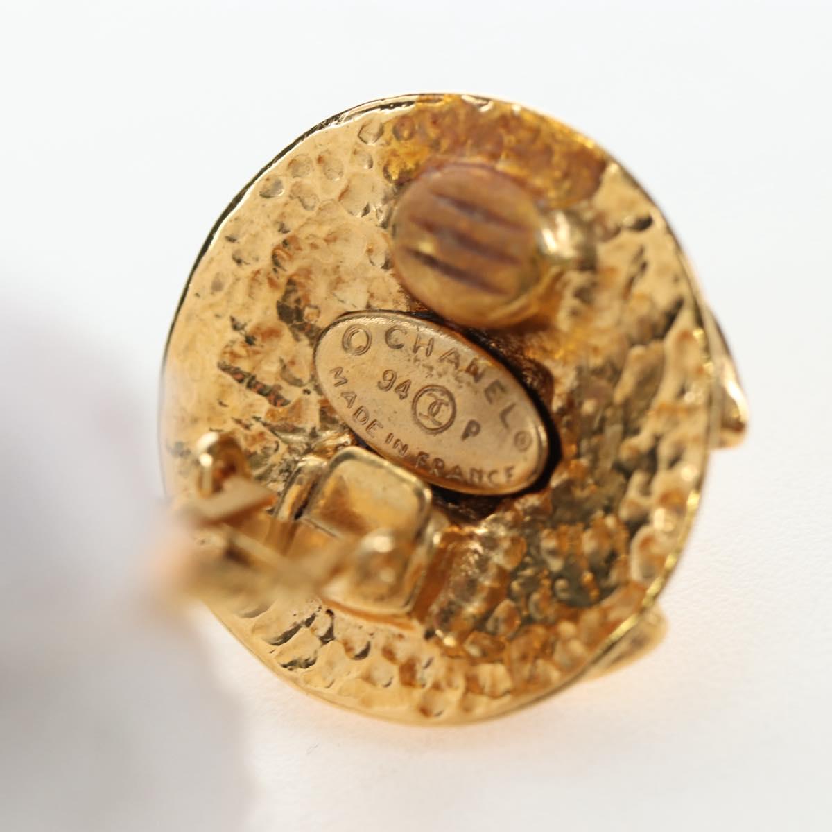 CHANEL Earring Metal Gold Tone CC Auth 192600M