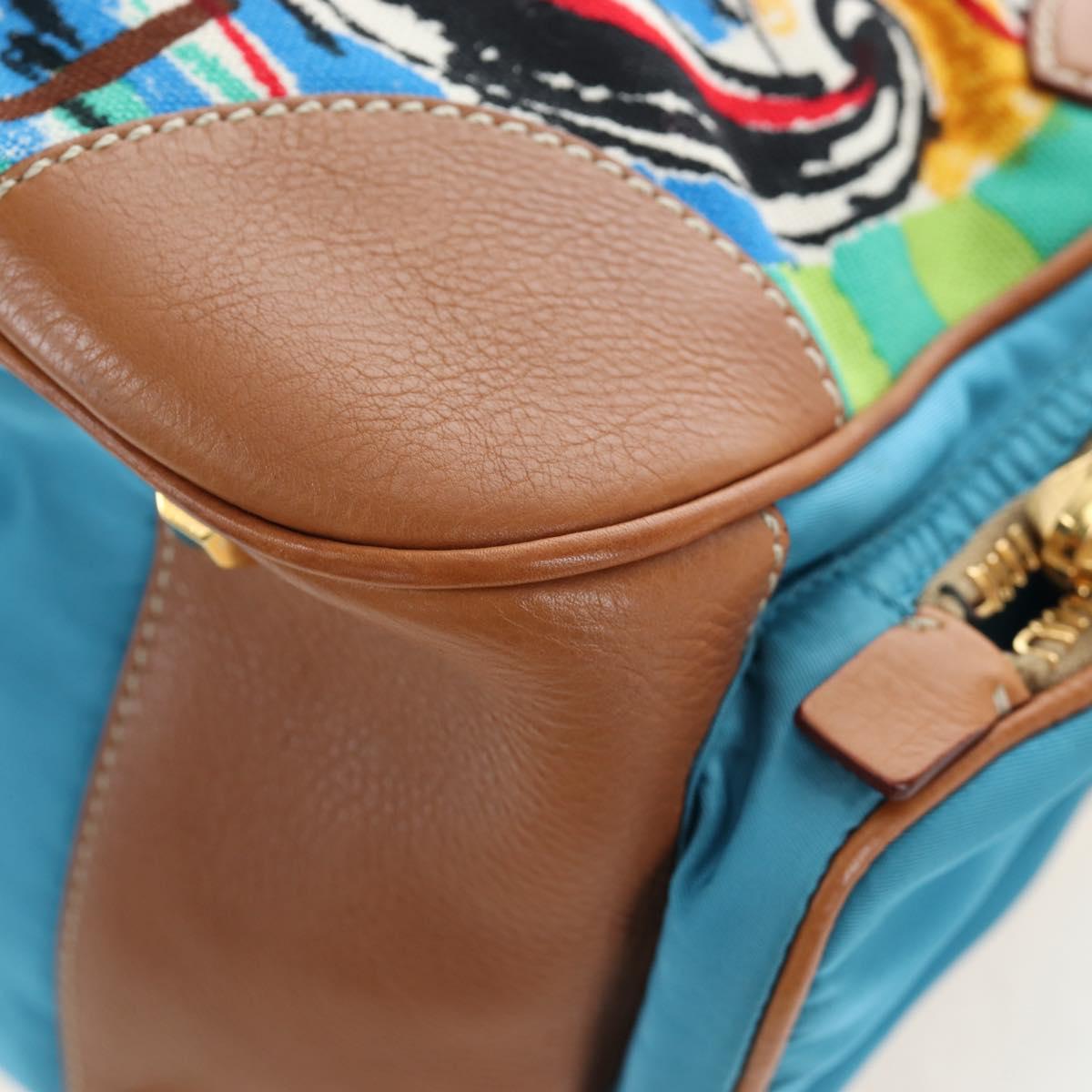 PRADA Venice Pattern Hand Bag Canvas Multicolor Gold Auth 192606SAV