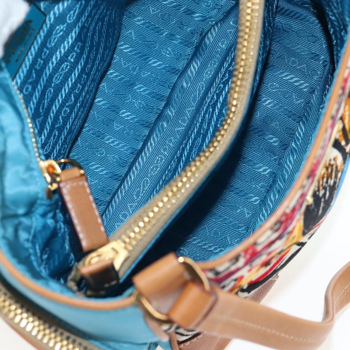 PRADA Venice Pattern Hand Bag Canvas Multicolor Gold Auth 192606SAV