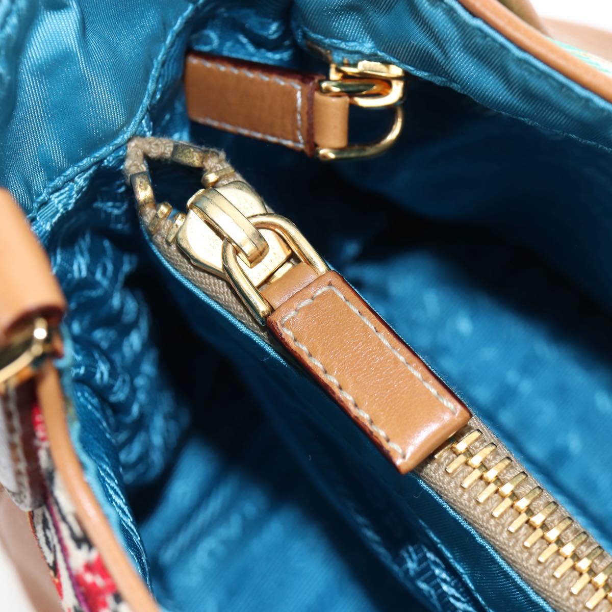PRADA Venice Pattern Hand Bag Canvas Multicolor Gold Auth 192606SAV