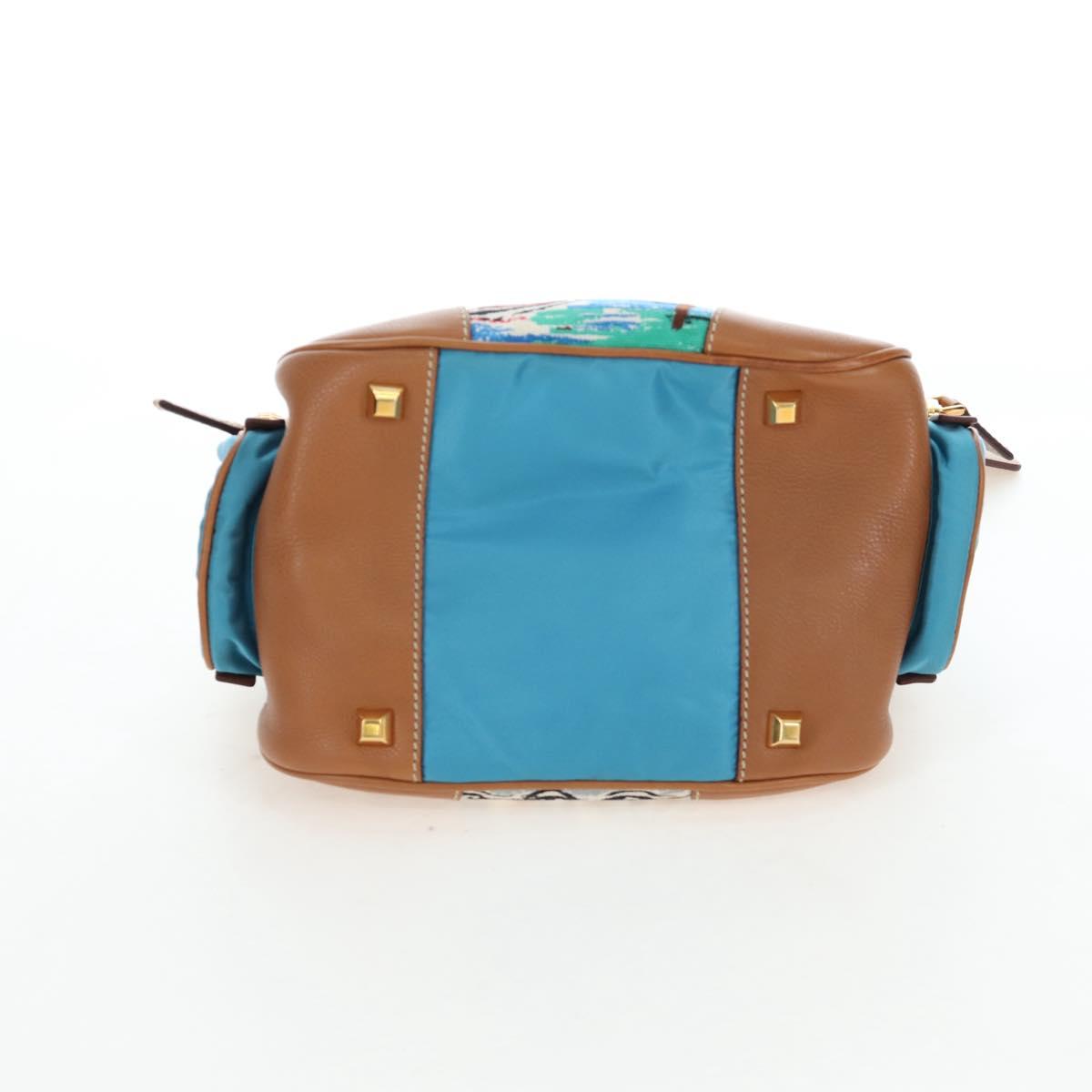 PRADA Venice Pattern Hand Bag Canvas Multicolor Gold Auth 192606SAV