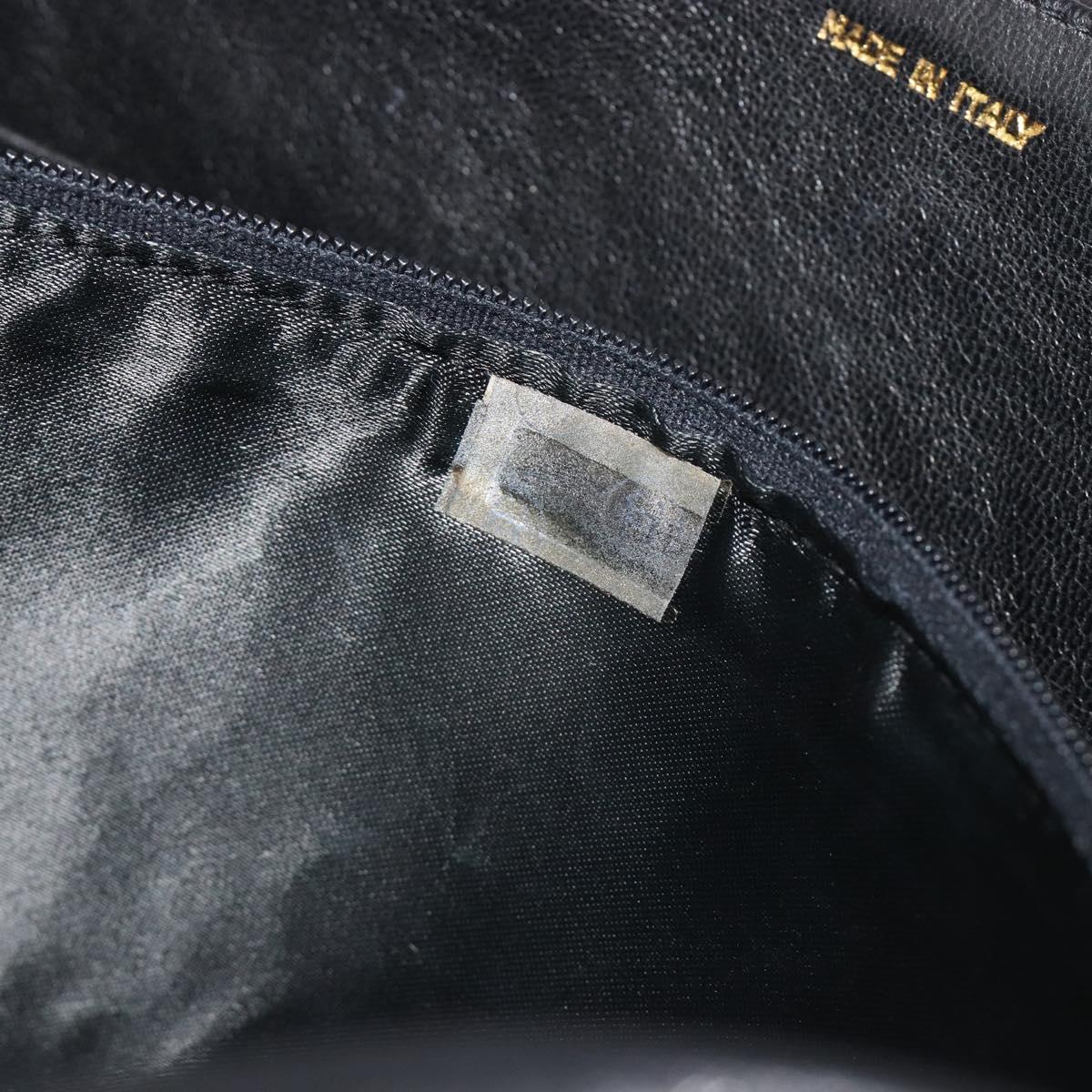 CHANEL V Stitch Chain Shoulder Bag Lamb Skin Black Gold CC Auth 192608A