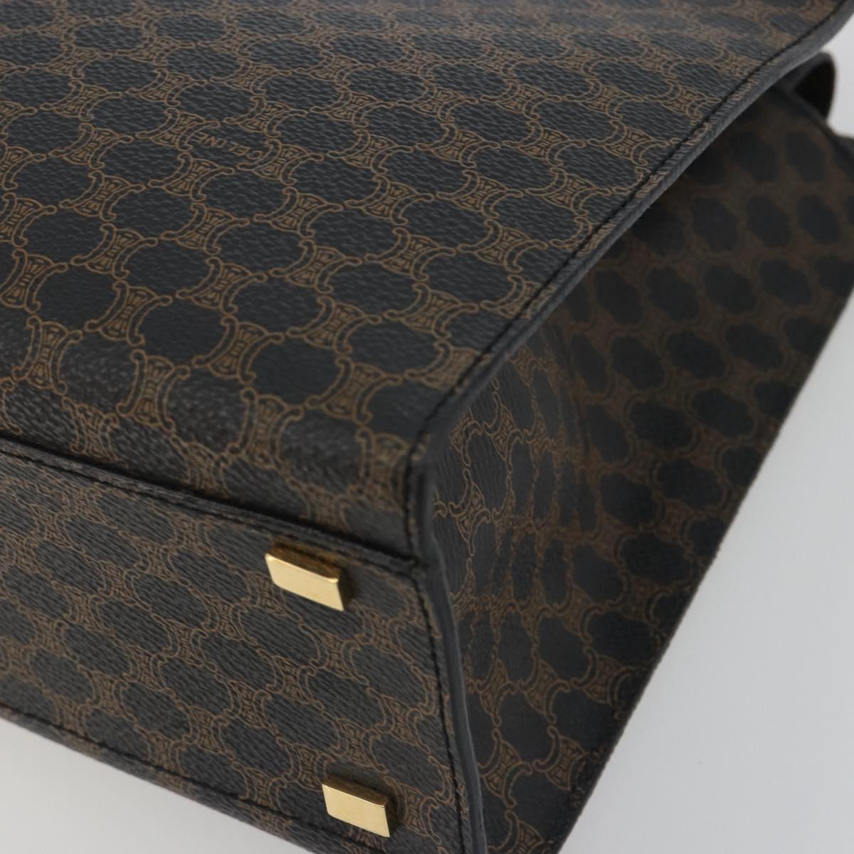 CELINE Macadam Canvas Hand Bag PVC Leather Black Gold Auth 192613A