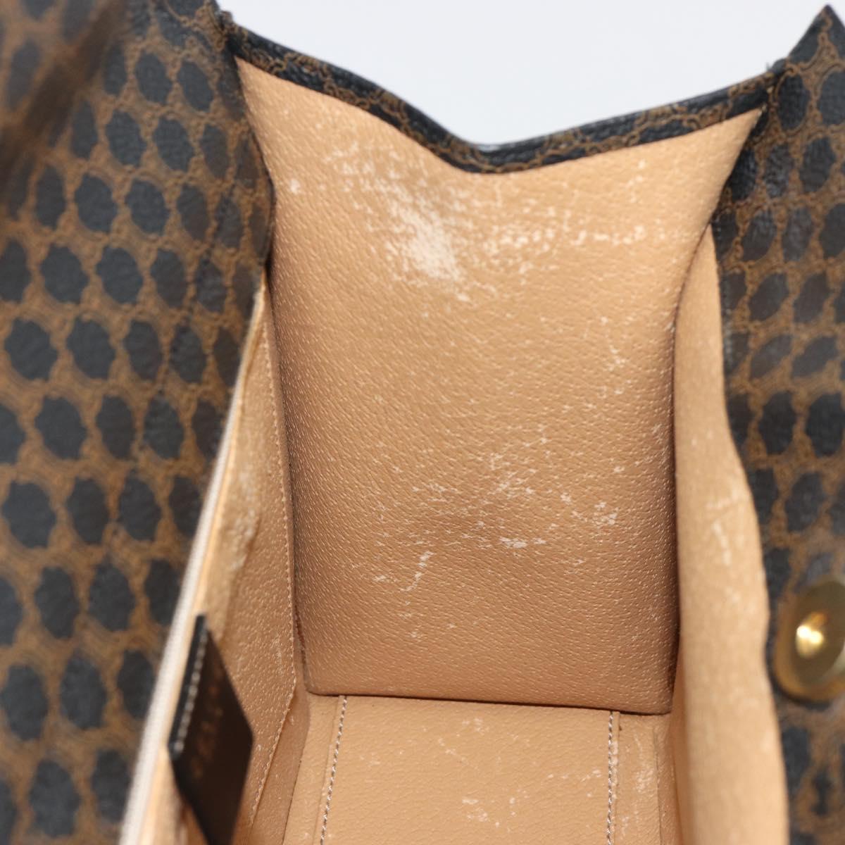 CELINE Macadam Canvas Hand Bag PVC Leather Black Gold Auth 192613A