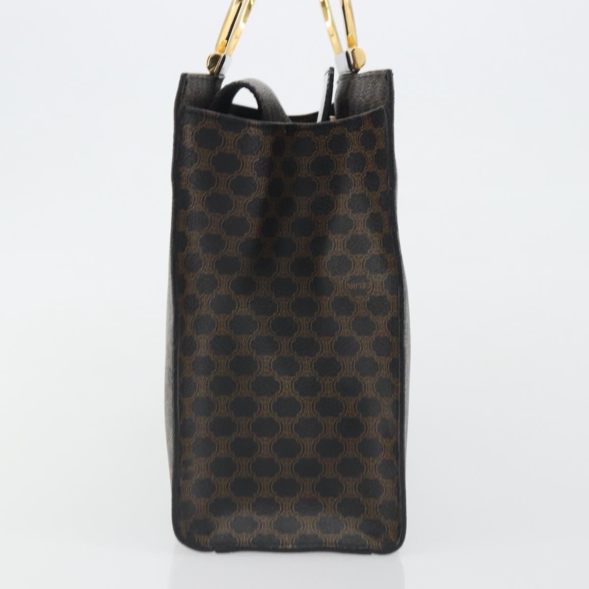 CELINE Macadam Canvas Hand Bag PVC Leather Black Gold Auth 192613A
