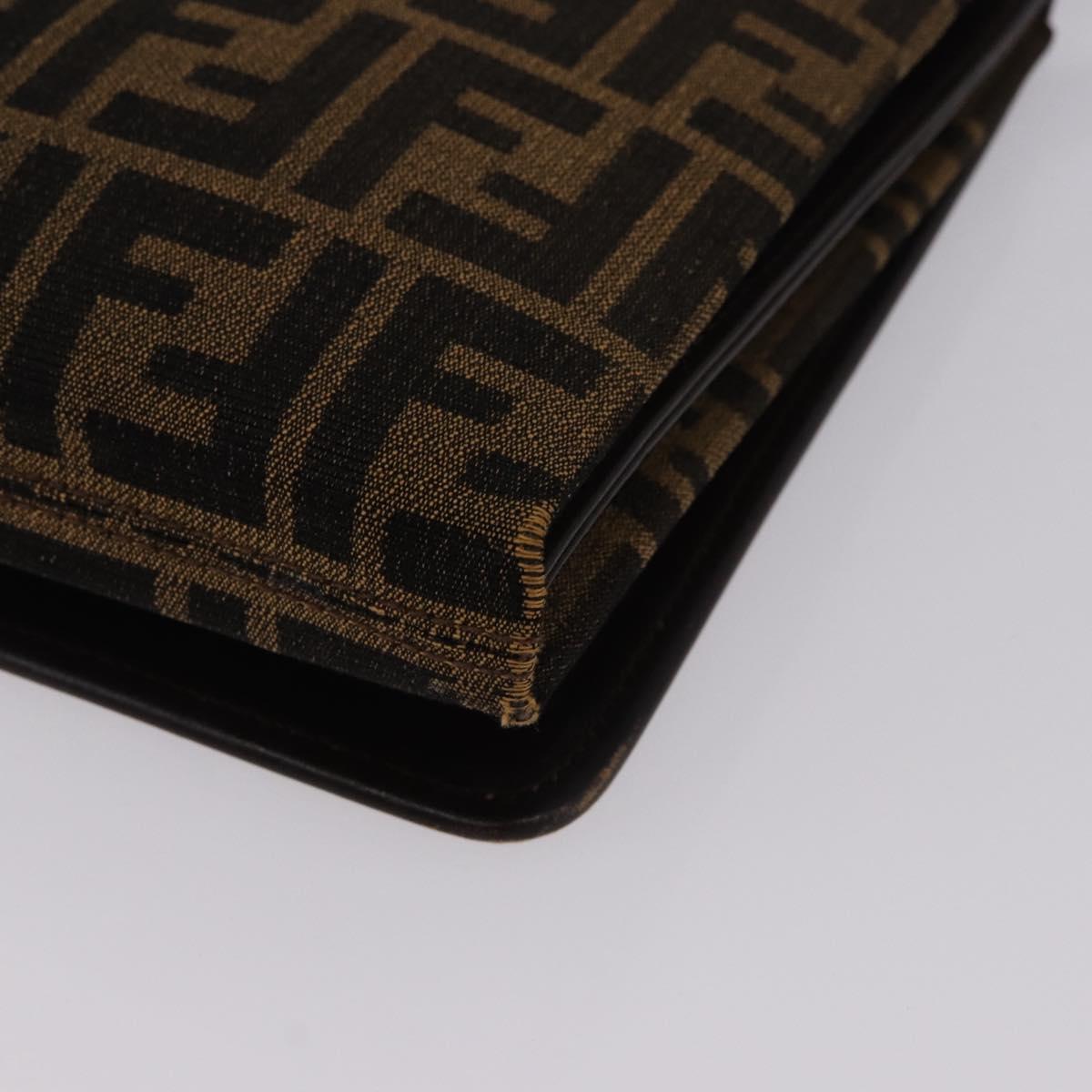 FENDI Zucca Canvas Shoulder Bag Brown Gold Auth 192615