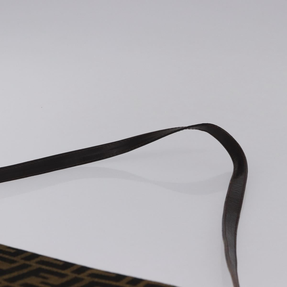 FENDI Zucca Canvas Shoulder Bag Brown Gold Auth 192615