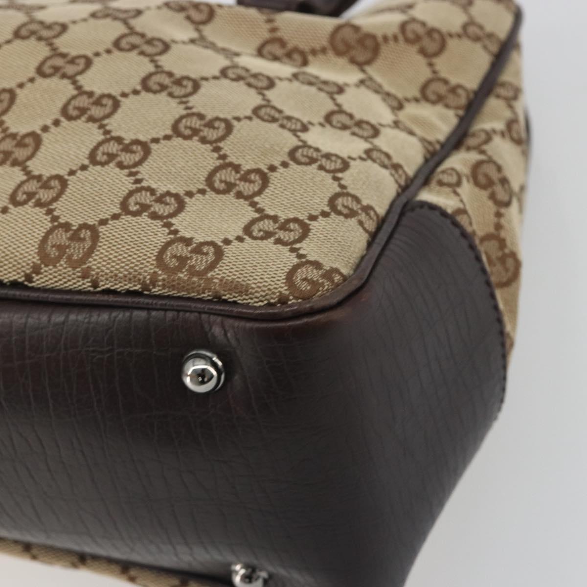 GUCCI GG Canvas Bamboo Hand Bag Beige Silver 112526 Auth 192617A