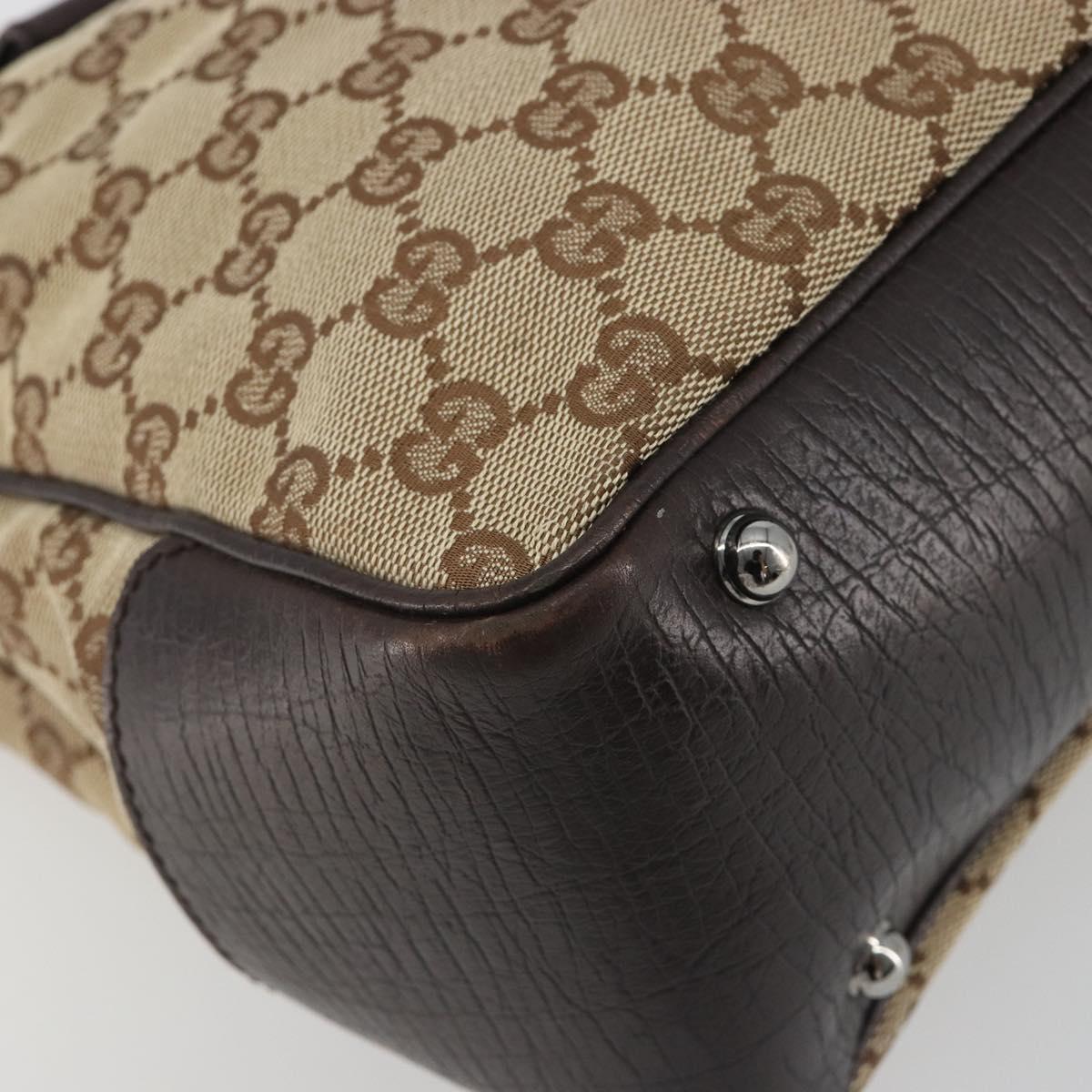 GUCCI GG Canvas Bamboo Hand Bag Beige Silver 112526 Auth 192617A