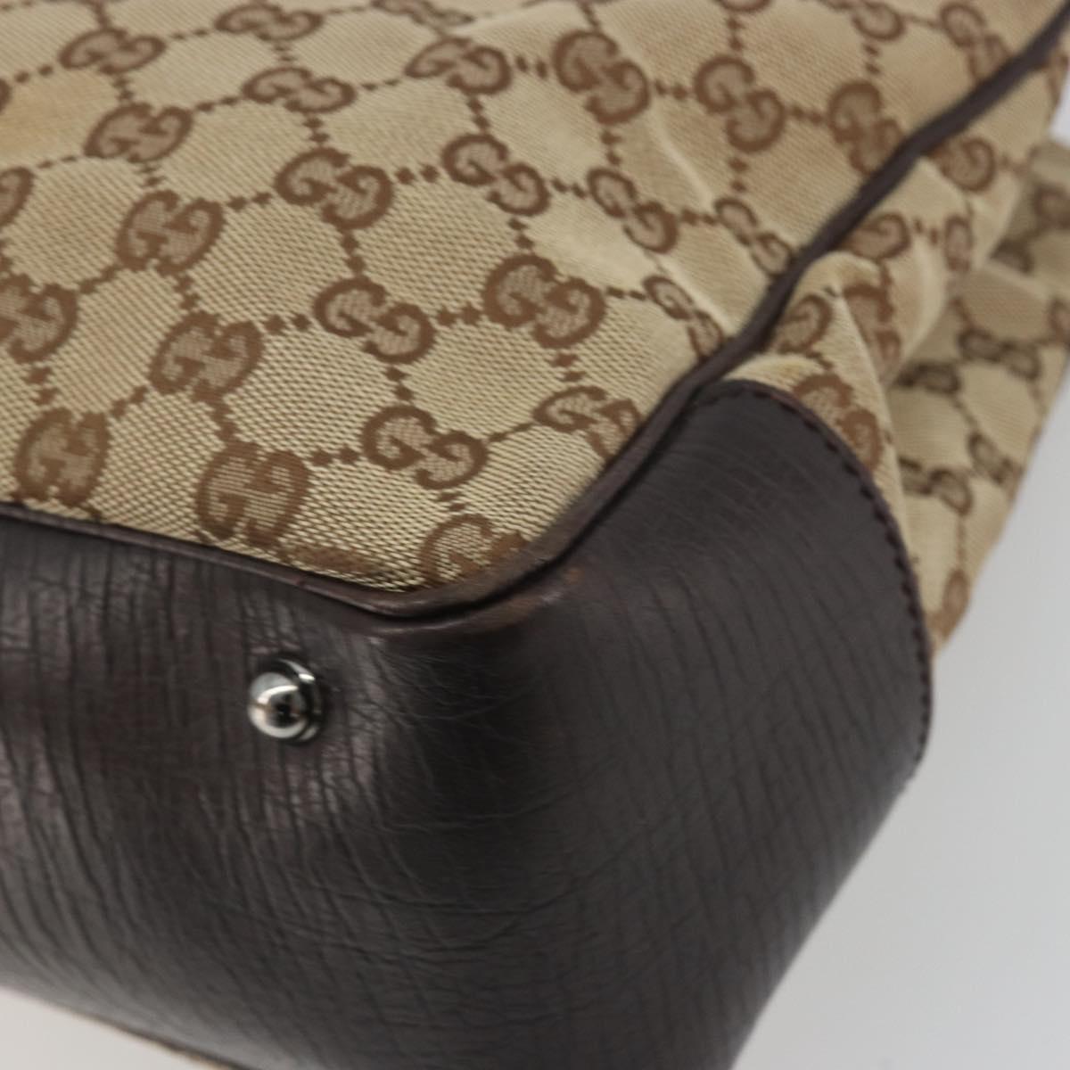 GUCCI GG Canvas Bamboo Hand Bag Beige Silver 112526 Auth 192617A