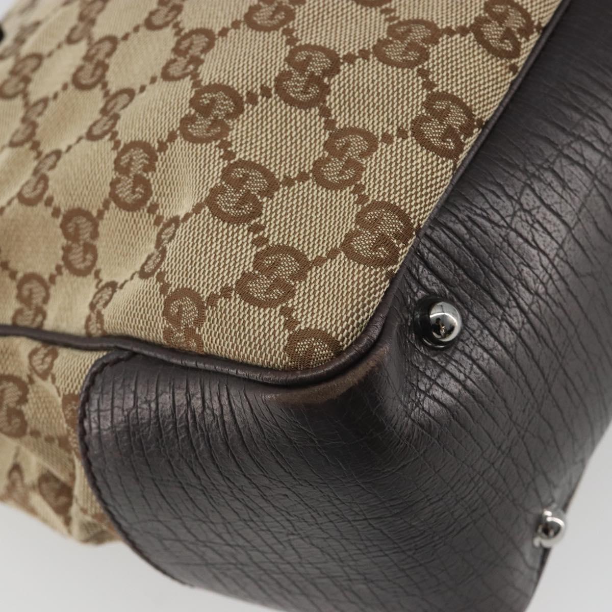 GUCCI GG Canvas Bamboo Hand Bag Beige Silver 112526 Auth 192617A