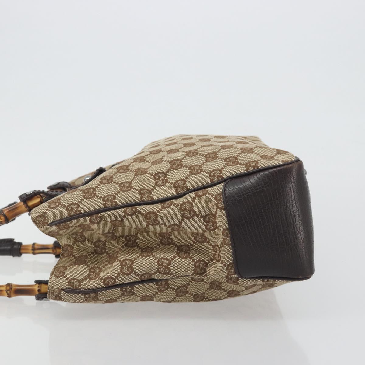 GUCCI GG Canvas Bamboo Hand Bag Beige Silver 112526 Auth 192617A