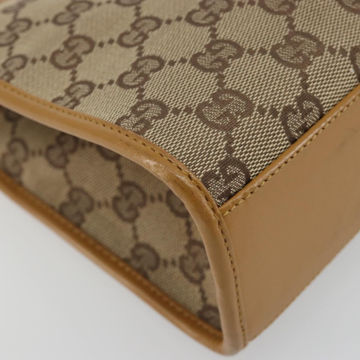 GUCCI GG Canvas Jackie Hand Bag Beige Gold 002 1068 Auth 192618A