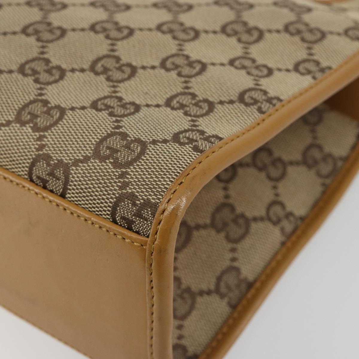 GUCCI GG Canvas Jackie Hand Bag Beige Gold 002 1068 Auth 192618A