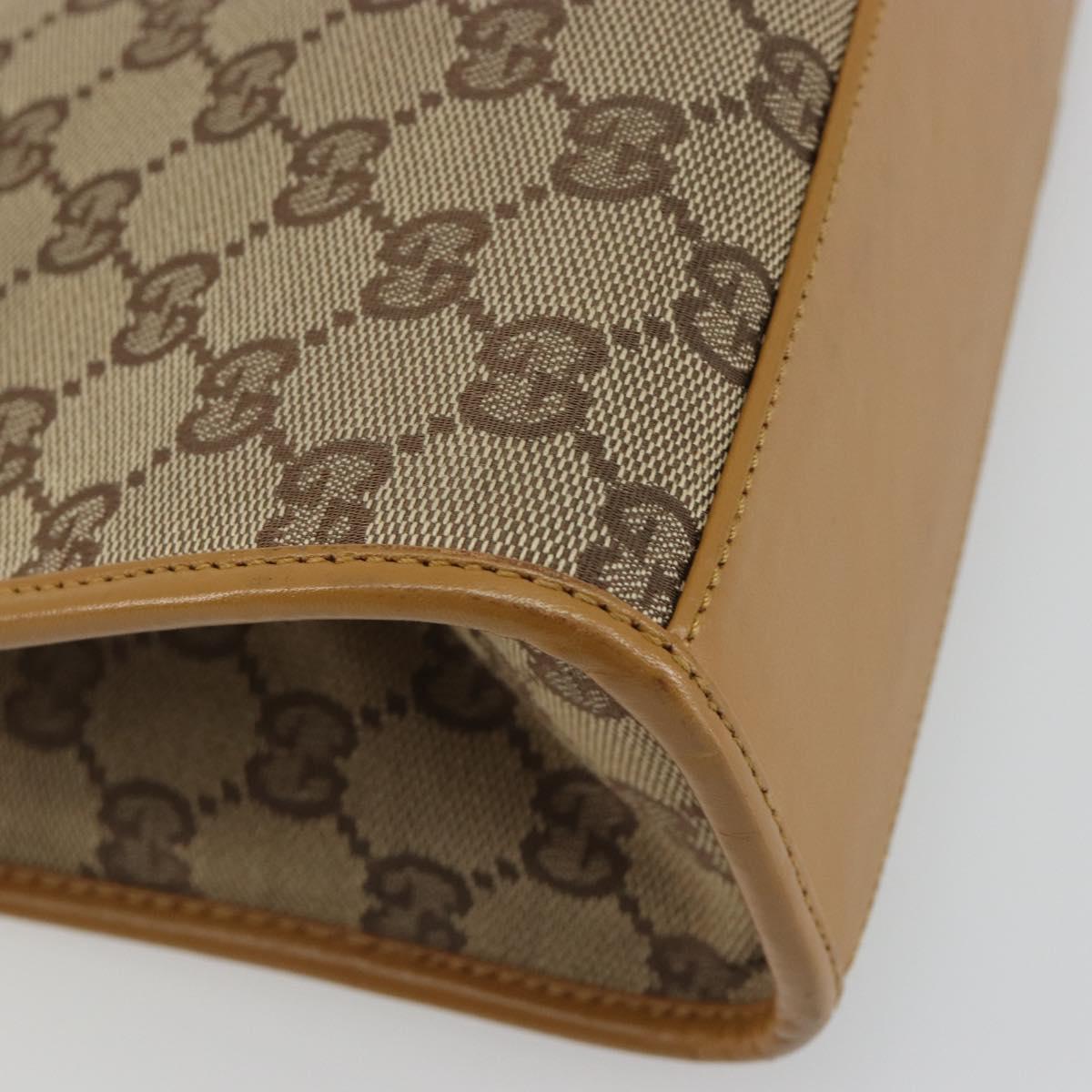 GUCCI GG Canvas Jackie Hand Bag Beige Gold 002 1068 Auth 192618A