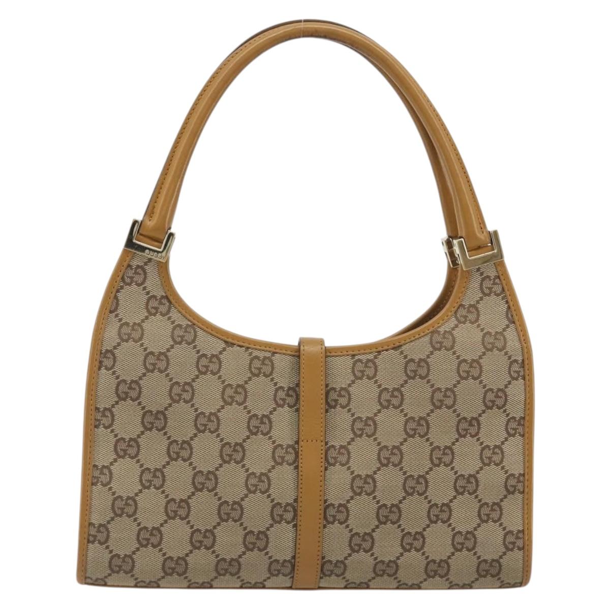 GUCCI GG Canvas Jackie Hand Bag Beige Gold 002 1068 Auth 192618A