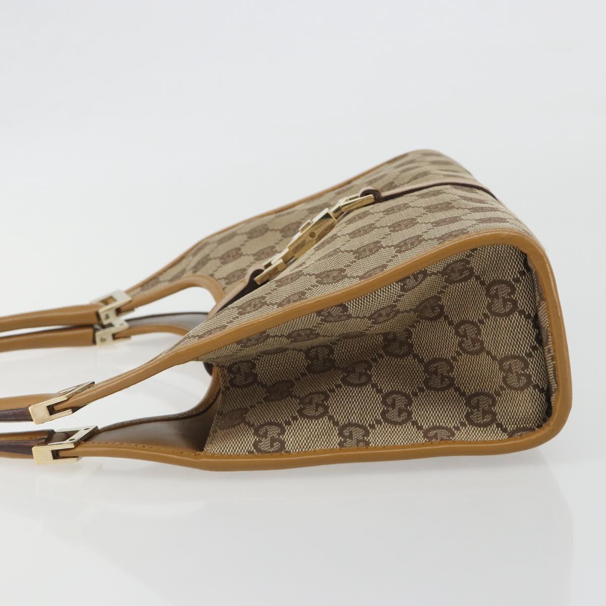 GUCCI GG Canvas Jackie Hand Bag Beige Gold 002 1068 Auth 192618A