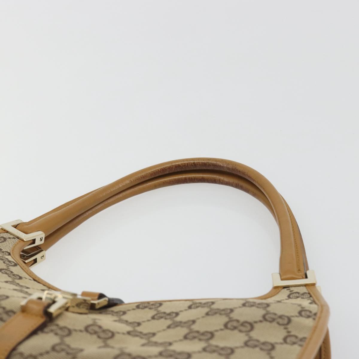 GUCCI GG Canvas Jackie Hand Bag Beige Gold 002 1068 Auth 192618A