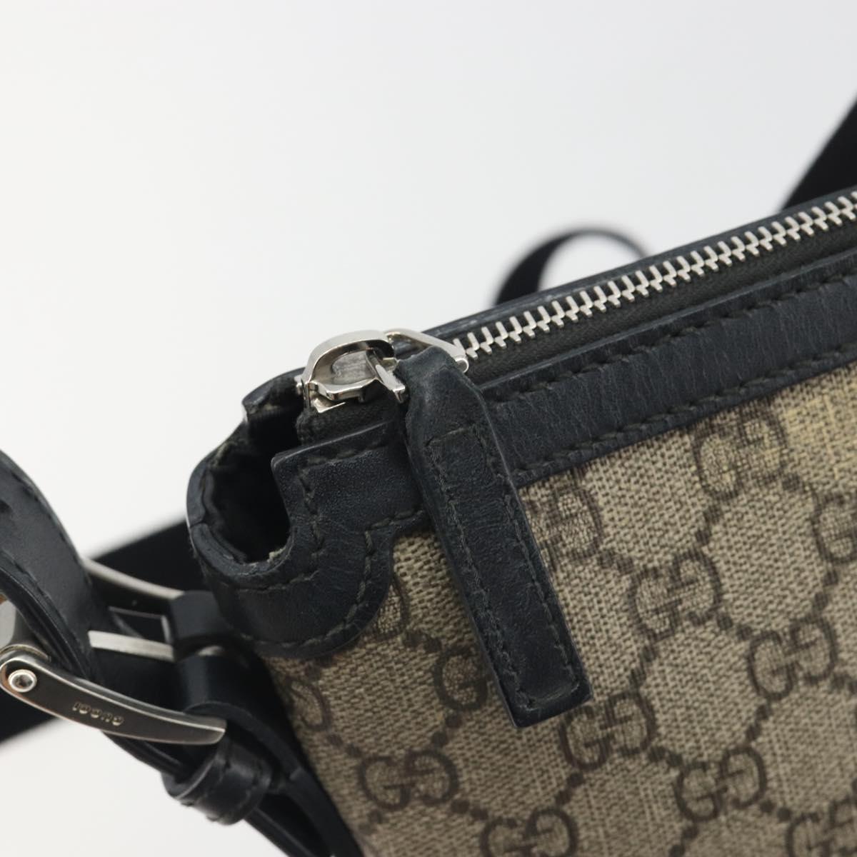 GUCCI GG Supreme Web Sherry Line Shoulder Bag Beige Silver 337111 Auth 192620