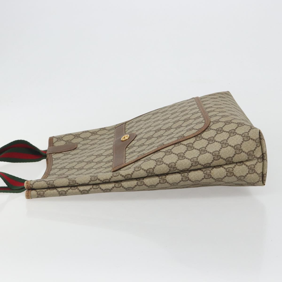 GUCCI GG Supreme Web Sherry Line Tote Bag PVC Beige Gold 002 39 6487 Auth 192621A