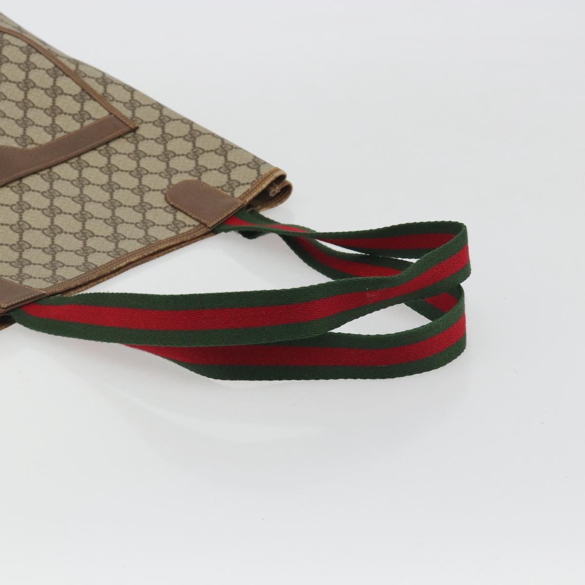 GUCCI GG Supreme Web Sherry Line Tote Bag PVC Beige Gold 002 39 6487 Auth 192621A