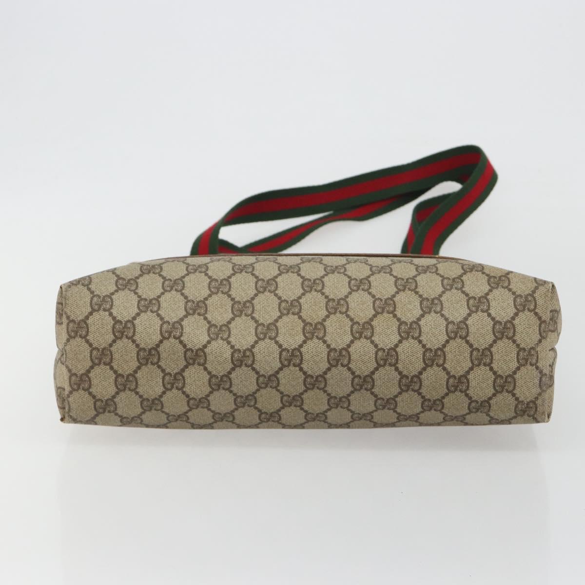 GUCCI GG Supreme Web Sherry Line Tote Bag PVC Beige Gold 002 39 6487 Auth 192621A