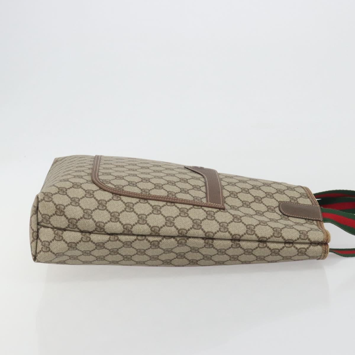 GUCCI GG Supreme Web Sherry Line Bag PVC Beige Gold 002 58 6487 Auth 192622A