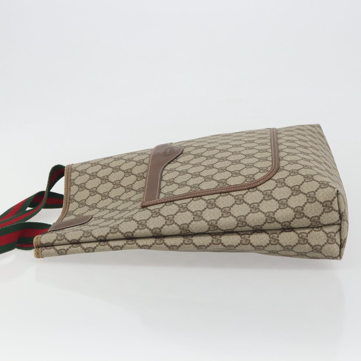 GUCCI GG Supreme Web Sherry Line Bag PVC Beige Gold 002 58 6487 Auth 192622A